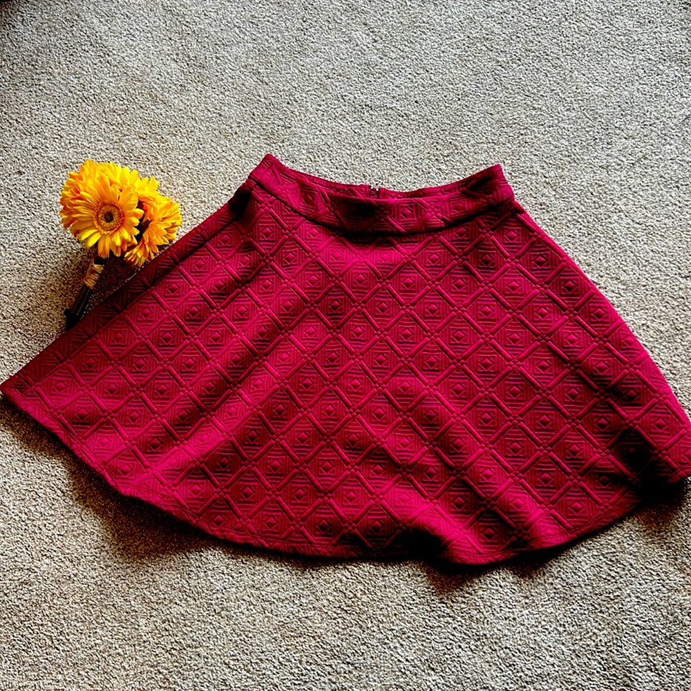 Burgundy red circle skater skirt